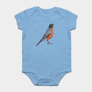 American Robin - bird painting (no background) Baby Bodysuit